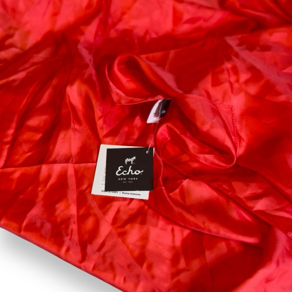 Echo Oversized Silk Scarf Coral 9x69 - Picture 7 of 11